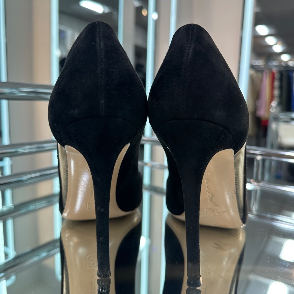 Gianvito Rossi suede and mesh pointed toe heel - Picture 6 of 9